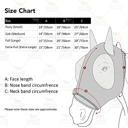 Harrison Howard Super Comfort Stretchy Fly Mask Large Eye Space with UV Protection Soft on Skin with Breathability Cool Mint S Pony