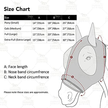 Harrison Howard Super Comfort Stretchy Fly Mask Large Eye Space with UV Protection Soft on Skin with Breathability Cool Mint S Pony