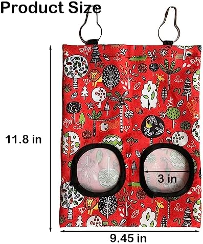 Rabbit Hay Feeder Bag, Guinea Pig Hay Feeder for Cage Small Animal Hanging Feeding Bags Rabbit Hay Dispenser Storage for Rabbits Guinea Pigs Bunnies Chinchillas (Red,Dark Blue, 2 Hole)