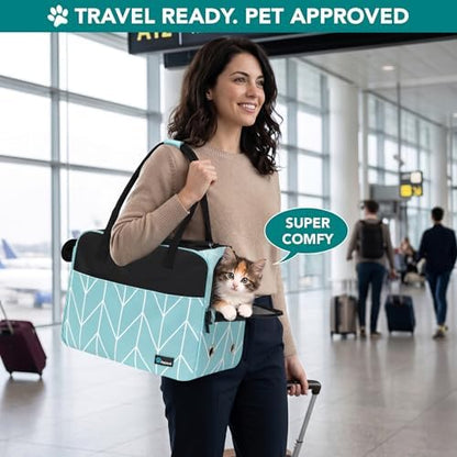 PetAmi Small Dog Purse Carrier with Pockets, Airline Approved, Chevron Teal