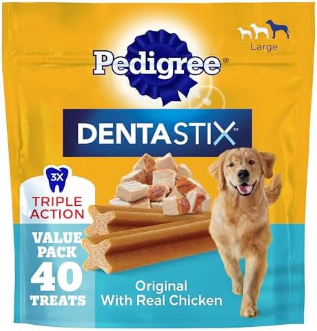 Pedigree Dentastix Large Breed Dental Dog Treats, Original, 40 Count