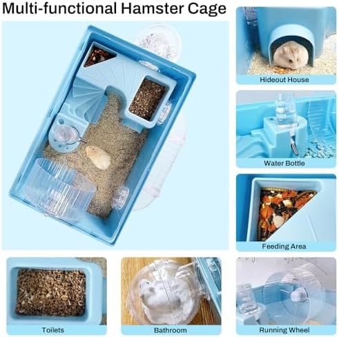 Tfwadmx Acrylic Dwarf Hamster Cage Small Animal Cage Mouse Habitat,Blue