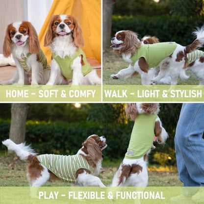KYEESE 2Pack Cotton Dog Shirt for Small Dogs Soft Striped Tank Top