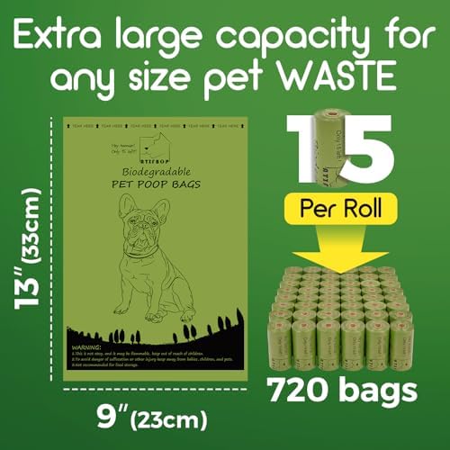ATIFBOP Biodegradable Dog Poop Bags 720 Count, 48 Rolls Lemon Scented