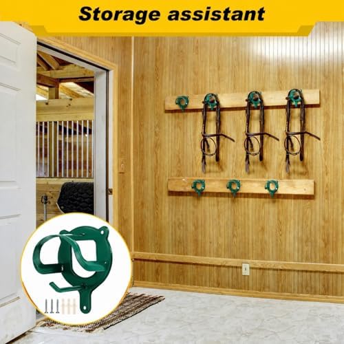 Dunzy 3 Counts Horse Bridle Rack Bracket Bridle Hooks Tack Storage Halter Hanger Metal Holder with Tubes and Screw for Horse Barn Supplies(Dark Green)