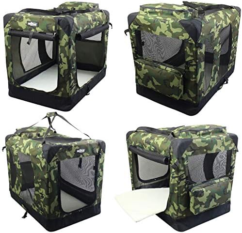 EliteField 3-Door Soft Dog Crate with Bed & Carrying Bag (2-Year Warranty)