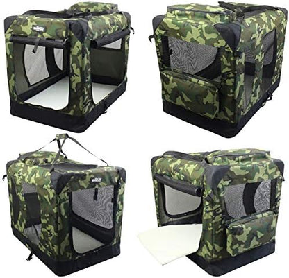 EliteField 3-Door Soft Dog Crate with Bed & Carrying Bag (2-Year Warranty)