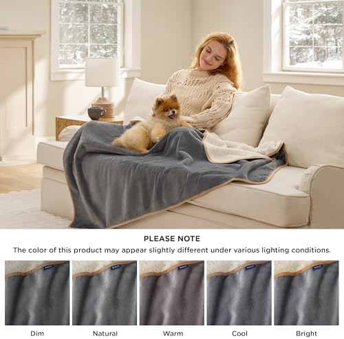 Bedsure Waterproof Dog Blankets for Large Dogs Sherpa Fleece Throw, 50X70