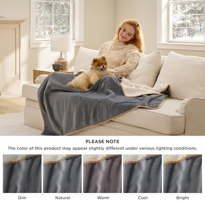 Bedsure Waterproof Dog Blankets for Large Dogs Sherpa Fleece Throw, 50X70
