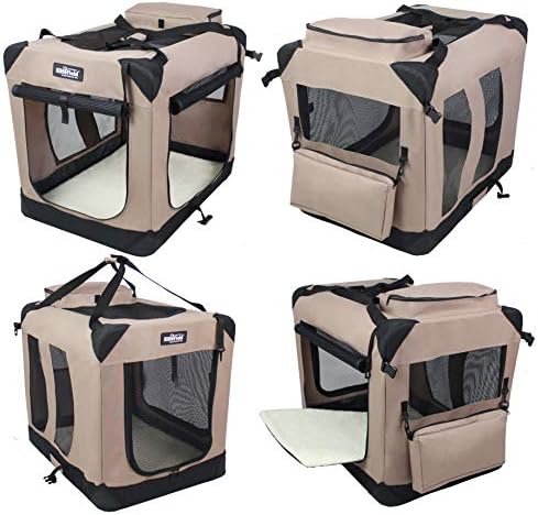 EliteField 3-Door Soft Dog Crate with Bed & Carrying Bag (2-Year Warranty)