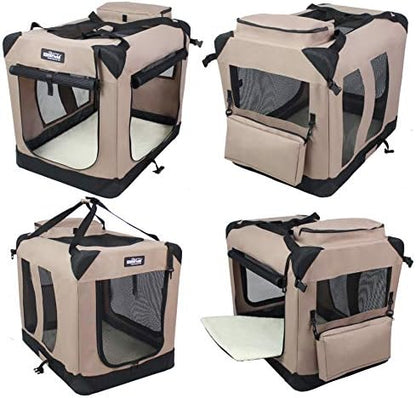 EliteField 3-Door Soft Dog Crate with Bed & Carrying Bag (2-Year Warranty)