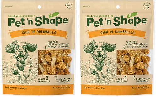 Pet 'n Shape Chik 'N Rice Dumbbells - All Natural Dog Treats, Chicken, 32 oz, (Pack of 2)