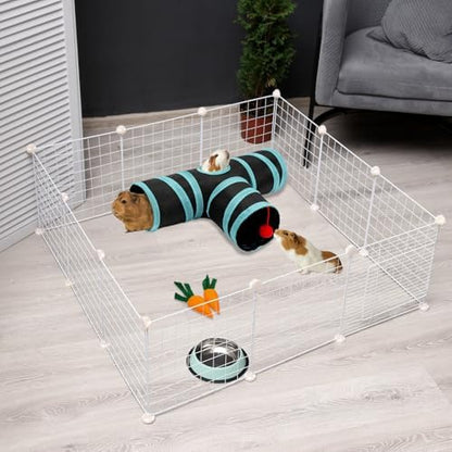 Rypet Guinea Pig Tunnel Hideout 3-Way Collapsible Pet Tubes, Blue Black