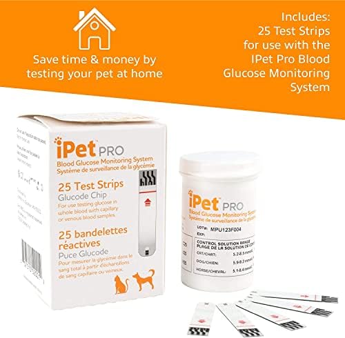 iPet PRO Blood Glucose Test Strips, 50 Count, Designed for Dogs and Cats