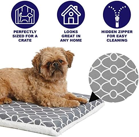 MidWest Homes for Pets Quiet Time Teflon Defender Dog Beds; Pet Beds Designed to Fit Folding Metal Dog Crates, Gray & White Geometric Pattern, 30-Inch