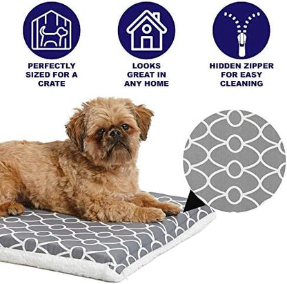 MidWest Homes for Pets Quiet Time Teflon Defender Dog Beds; Pet Beds Designed to Fit Folding Metal Dog Crates, Gray & White Geometric Pattern, 30-Inch