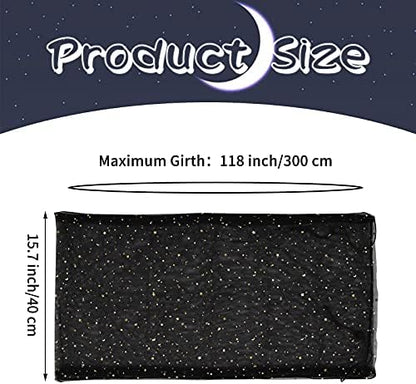 Daoeny Large Bird Cage Cover, Bird Cage Seed Catcher, Adjustable Soft Nylon Mesh Net with Twinkle Moon Star, Birdcage Cover Skirt Seed Guard for Parrot Parakeet Macaw Round Square Cages (Black)