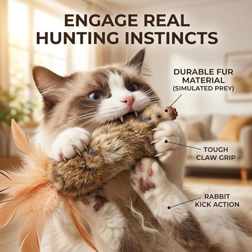 Cat Toy Rabbit Fur Feather 6pcs Gall Fruit Treat Kitten Kick Indoor