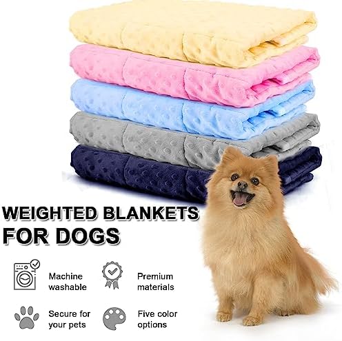 LaSyL Weighted Blanket for Pets | Thunder Blanket for Dogs Anxiety | Premium Soft Minky | Relaxation & Calming & Anti Anxiety | Used in Car, Bed, Couch | Dark Blue, Washable Medium (32"x40")