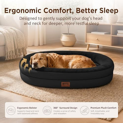Waterproof Orthopedic Dog Bed for Medium Dogs, Black