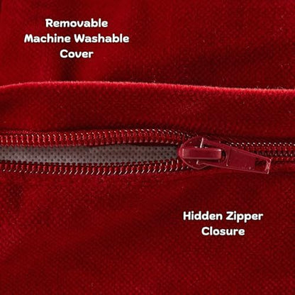 Buster Deluxe Reversible Pillow Style Sherpa Dog Bed, Red, Small (36 x 24 in.)