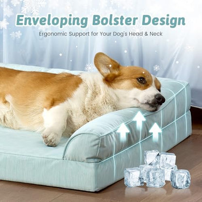 COZY KISS Cooling Dog Bed for Small Dogs, 30" Orthopedic Pet Sofa