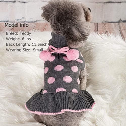 KYEESE Dog Sweater Dress for Small Dogs Turtleneck Thick Knit Pullover