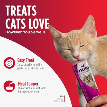 Nulo Freestyle Lickable Cat Treats - Perfect Purées Variety Pack, Squeezable Grain-Free Wet Cat Food Topper, High Moisture for Hydration, 40 x 0.5oz