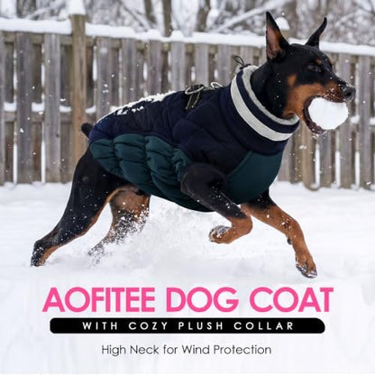 AOFITEE Dog Jacket for Large Dogs Warm Dog Winter Coats with Harness