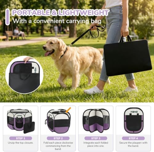 Dog Cat Small Animal Puppy Playpen Crate, Medium, Purple