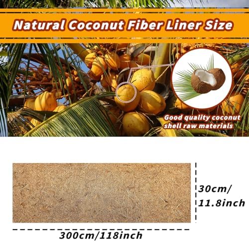 Hamiledyi 118x11.8in Reptile Carpet Coconut Fiber Substrate Large Snake Bedding Coco Liner Roll Mat for Bearded Dragon Tortoise Lizard Habitat Pad Garden Decoration
