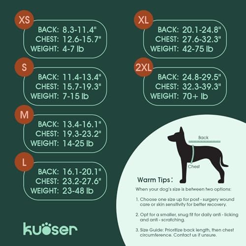 Kuoser Recovery Suit for Dogs Cats, Soft Dog Surgery Suit Female Male Spay