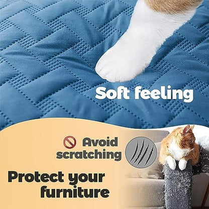gogobunny 100% Double Sided Waterproof Dog Blanket Soft Pet Bed Cover Reversible Protect Furniture Couch Sofa Car for Puppy Cat Kids (Dark Blue/Light Blue, 82x82 Inch (Pack of 1))