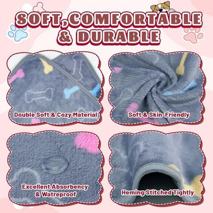 YedsIntu 6 Pcs Washable Guinea Pig Blankets Absorbent Small Animal Fleece Bedding Cage Liners Reusable Pet Pee Pad Sleep Mat Pad Cover for Hamster Ferret Rabbit Chinchilla Hedgehog (Grey, 20" x 30")