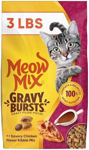 Meow Mix Gravy Bursts Dry Cat Food, 3 lb Bag
