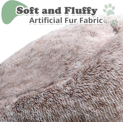 JOLLYVOGUE Dog Beds Large Sized Dog, 36 inches Calming Soft Anti-Anxiety Donut Dogs Bed, Washable Round Fluffy Cushion for Large Pets, Fits up to 80 lbs Pets