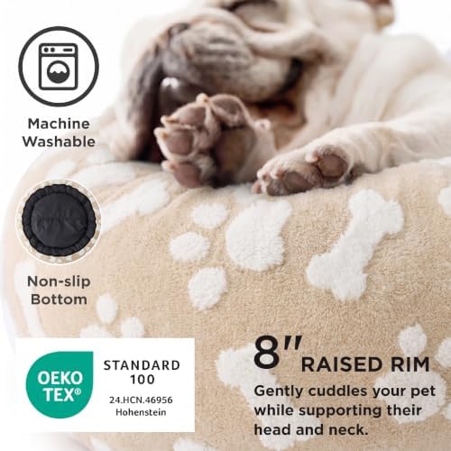 LE SURE Shown on TV Jacquard Donut Dog Beds Medium Sized Dog,Sand 30x30x8in