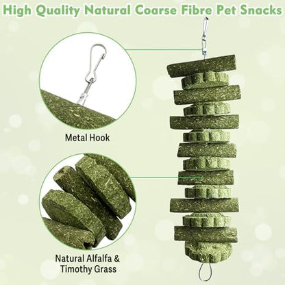 kathson 3Pcs Bunny Chew Toys Rabbit Chewing Toy for Teeth Hanging Grinding Chinchilla Treats Timothy Grass Cake Molar Balls for Guinea Pigs Hamsters Gerbils Rats Squirrels Playing Improve Pets Dental
