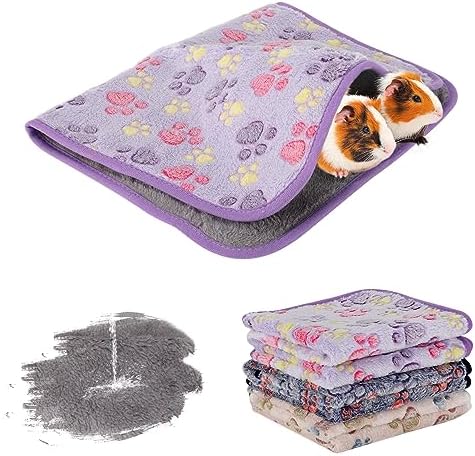 YUEPET Guinea Pig Blankets 3 Pack, Waterproof-Backed Fleece Liners, S