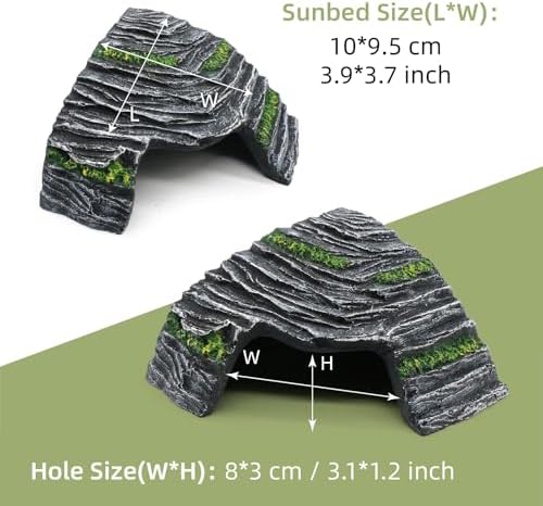Small Turtle Basking Platform Climbing Ramp Shale Scape Step Ledge, Reptile Cave Hideout Aquarium Tank Accessories Decorations, Great for Reptiles, Amphibians, Leopard Gecko, Frogs