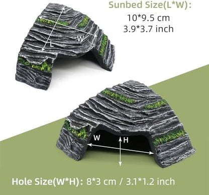 Small Turtle Basking Platform Climbing Ramp Shale Scape Step Ledge, Reptile Cave Hideout Aquarium Tank Accessories Decorations, Great for Reptiles, Amphibians, Leopard Gecko, Frogs