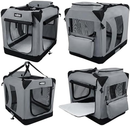 EliteField 3-Door Soft Dog Crate with Bed & Carrying Bag (2-Year Warranty)