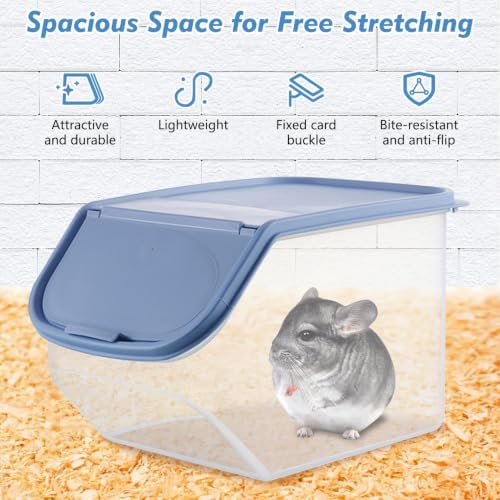 PINVNBY Chinchilla Sand Bath Box Gerbil Bathroom Transparent Totoro Plastic Sand Bath House with Sand Cup Cage Accessories for Guinea Pig Hedgehog Squirrel and Other Small Animals