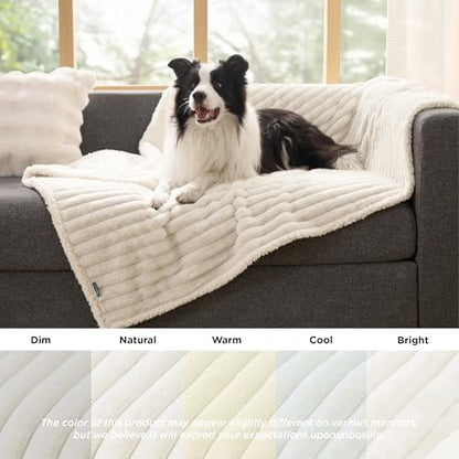 Bedsure ComfyFleece™ Waterproof Dog Blankets for Large Dogs,50x60 Cream
