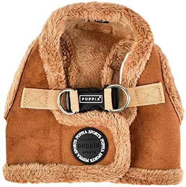 Puppia Terry Vest Dog Harness Step-in Winter Suede Warm No Choke No Pull Training Walking for Small and Medium Dog, Brown, Large