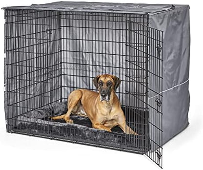 New World Midwest Homes for Pets XXL Dog Crate Cover, Polyester Privacy Kennel Cover Fits Most Giant 54-Inch Crates, Light Gray, Machine Washable, Reduces Barking & Chewing