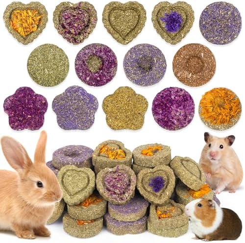 30PCS Guinea Pig Hay Grass Cake Food Set Natural Rabbit Chew Toys for Teeth