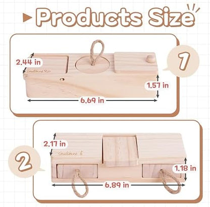 SoulThink® Interactive Wooden Pet Rabbit Toys - Sniff n' Snack Bunny Chew Toys for Rabbit Treats, Suited as Guinea Pig, Hamster for Boredom, Bunny Toys for Rabbits Keep Busy (2 Sets)