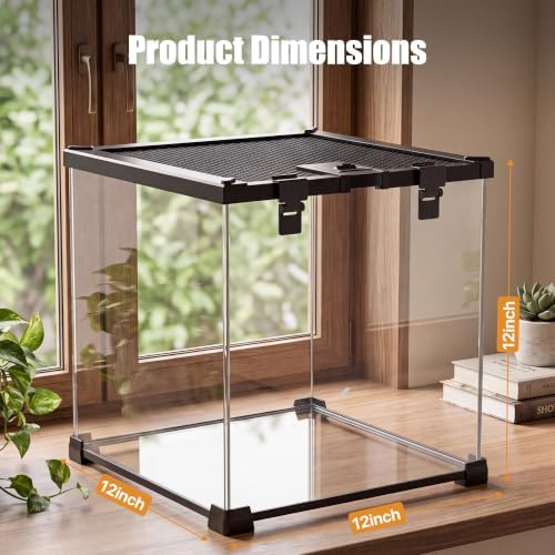 7 Gallon Fully Assembled Glass Reptile Enclosure,12"x 12" x 12"