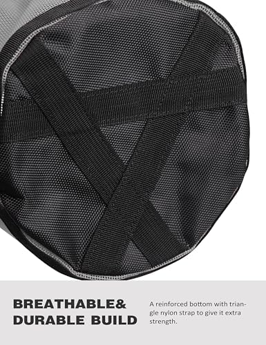 Harrison Howard Horse Muzzle Feed Bag Nylon Mesh Grain Feed Bag with Padded Neck Strap Adjustable Belt Dark Gray Large